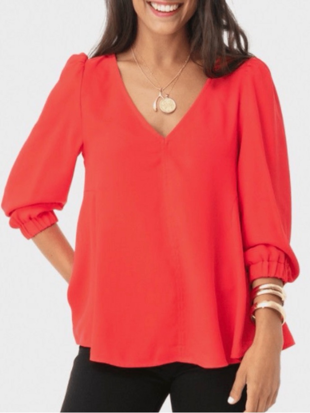 Tuckernuck Pomander Place Poppy Red Hollis Blouse Coral red size Small